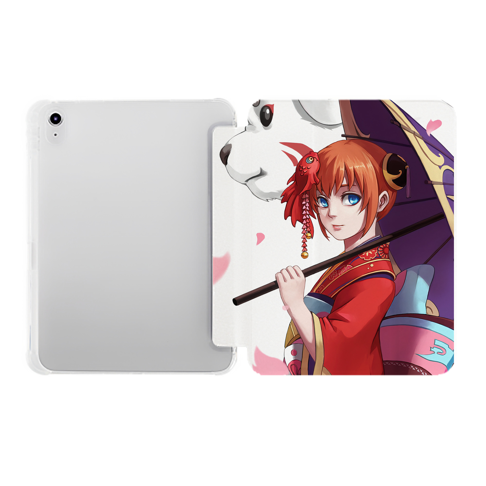 （画像用） ぎんたま 坂田銀時（さかたぎんとき） 神楽 志村新八（しむら しんぱち） GINTAMA Sakata Gintoki Kagura Shimura Shinpachi IPad ケース ペン収納付き 三つ折りスタンド PUレザー×シリコン 対応機種9.5/10.5/10.9インチ